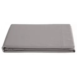 Vent Du Sud Drap plat percale pur coton peigné longues fibres 80 fils/cm² - Cendre - 270 x 300 cm pour lit King size