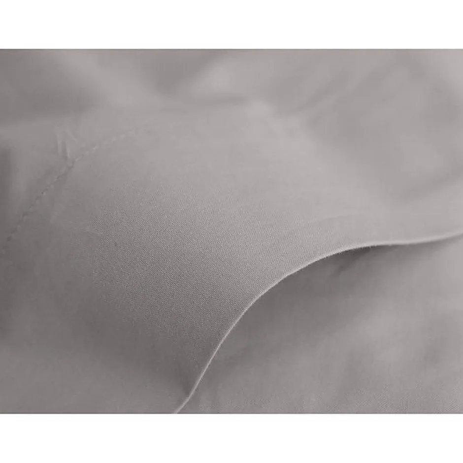 Vent Du Sud Drap plat percale pur coton peigné longues fibres 80 fils/cm² - Cendre - 270 x 300 cm pour lit King size
