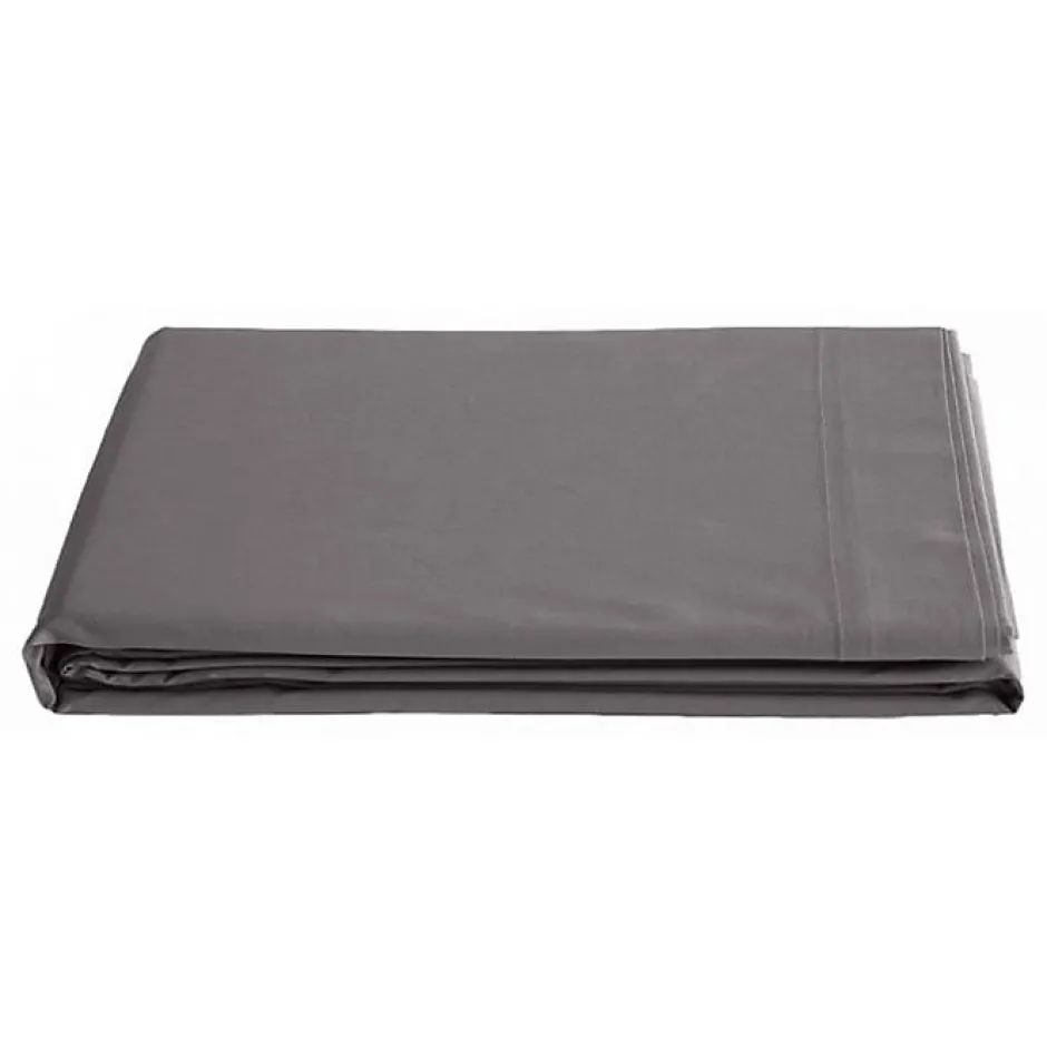 Vent Du Sud Drap plat percale pur coton peigné longues fibres 80 fils/cm² - Ardoise - 270 x 300 cm pour lit King size Online