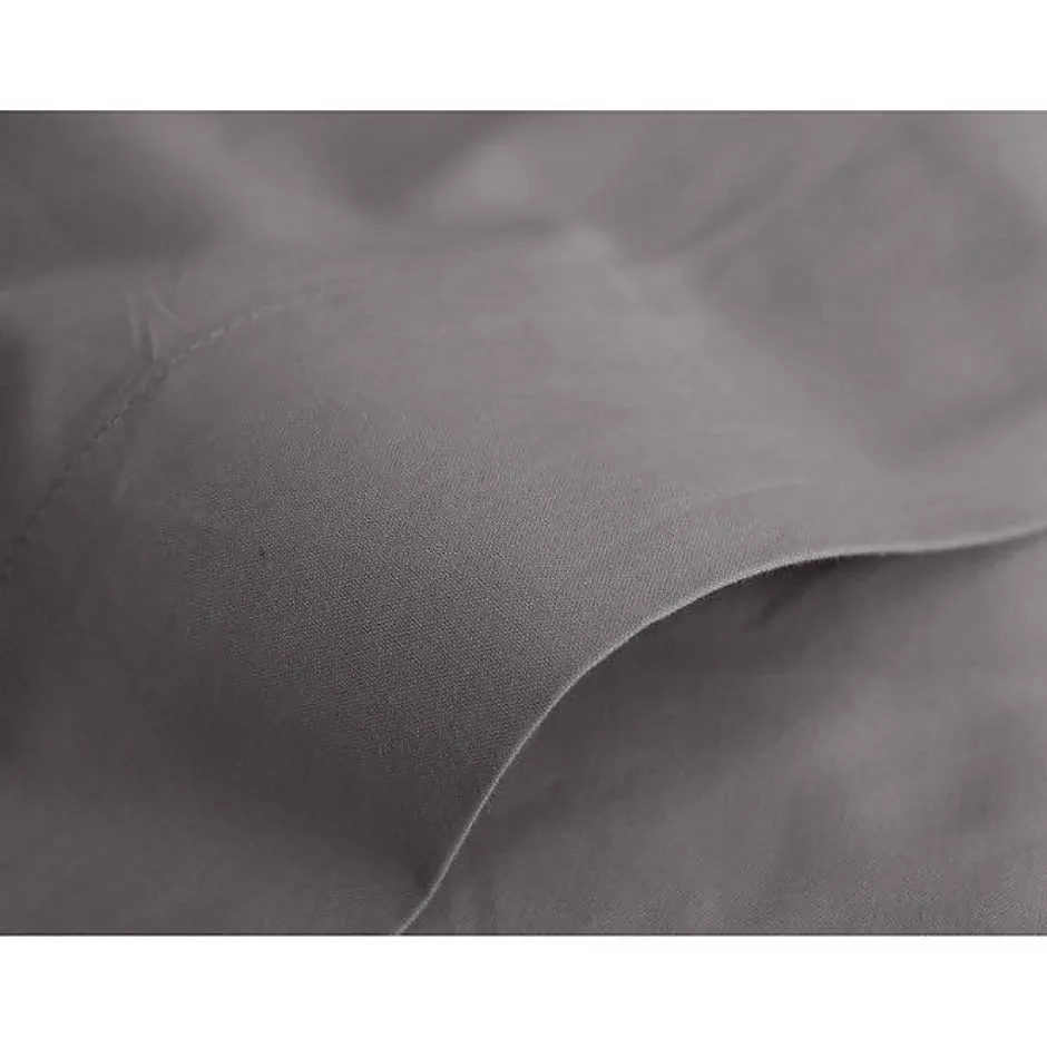 Vent Du Sud Drap plat percale pur coton peigné longues fibres 80 fils/cm² - Ardoise - 240 x 300 cm pour lit 2 places
