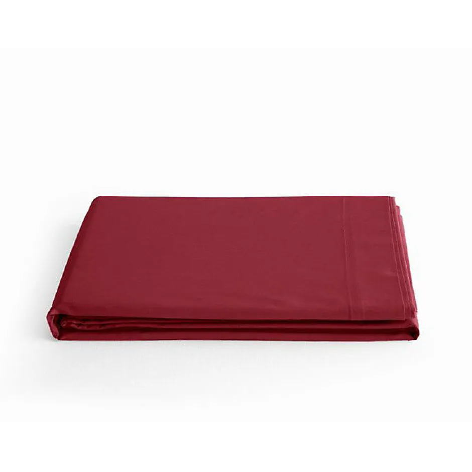 Vent Du Sud Drap plat percale pur coton peigné longues fibres 80 fils/cm² - Carmin - 270 x 300 cm pour lit King size Online