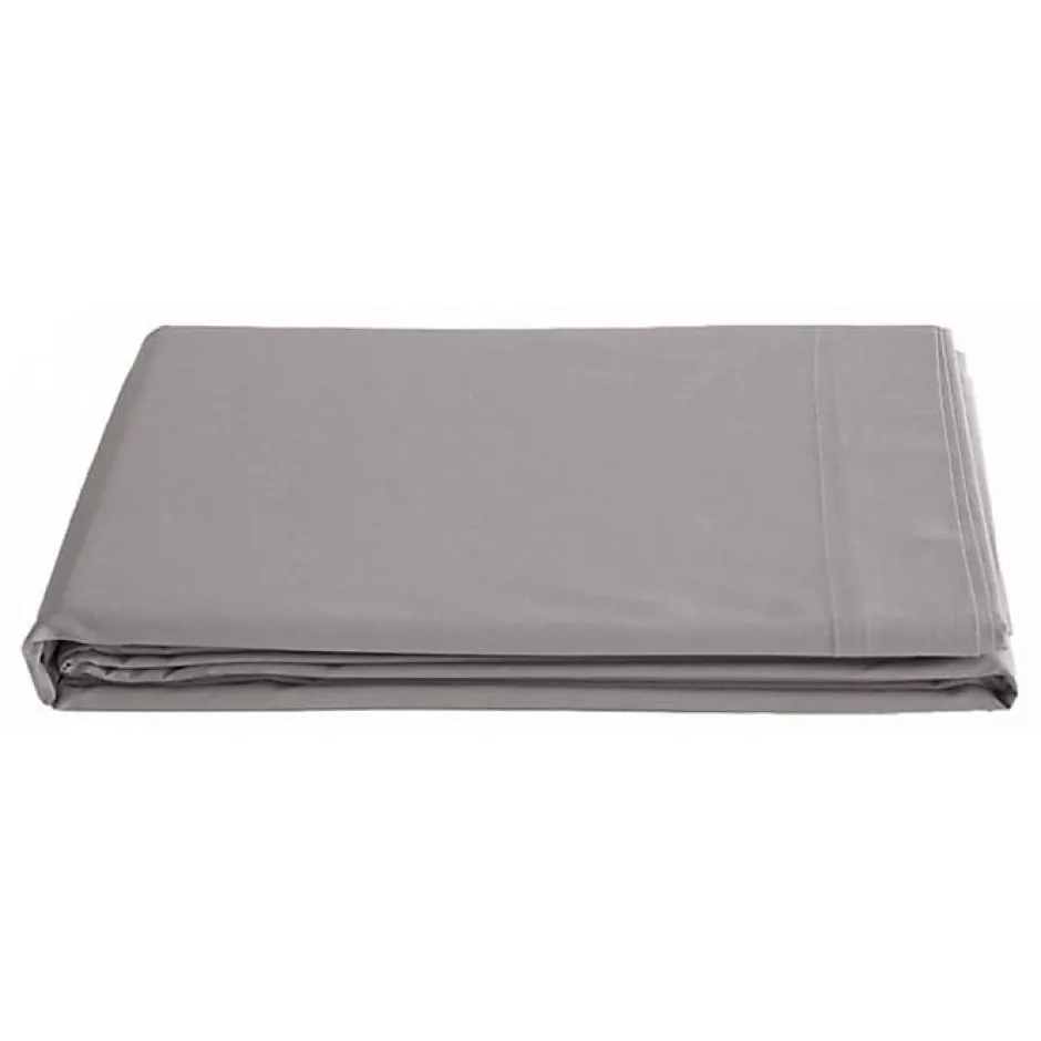 Vent Du Sud Drap plat percale pur coton peigné longues fibres 80 fils/cm² - Cendre - 180 x 290 cm pour lit 1 place Clearance
