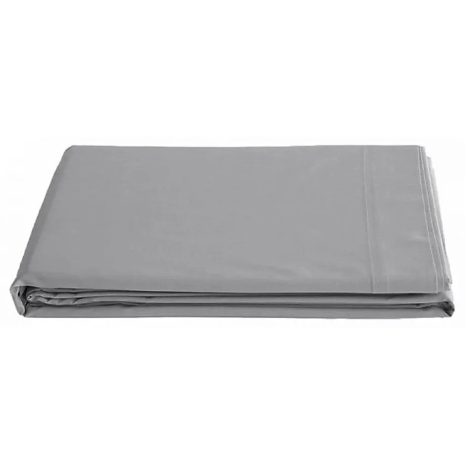 Vent Du Sud Drap plat percale 240x300 cm Gris coton peigné