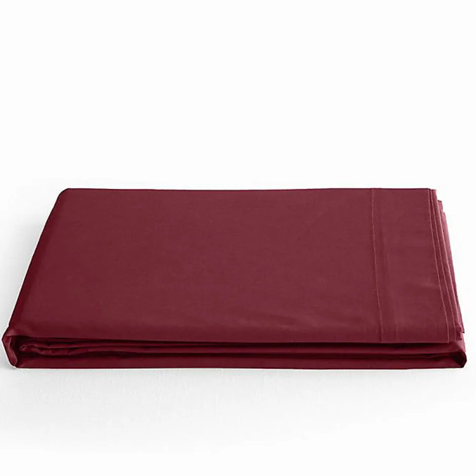 Coton Pur Drap plat Prémium 240 x 300 cm Grenat coton Discount