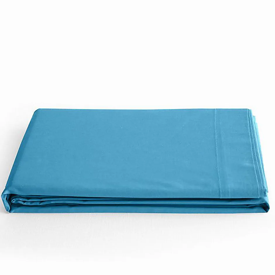 Coton Pur Drap plat Prémium 240 x 300 cm Turquoise Outlet