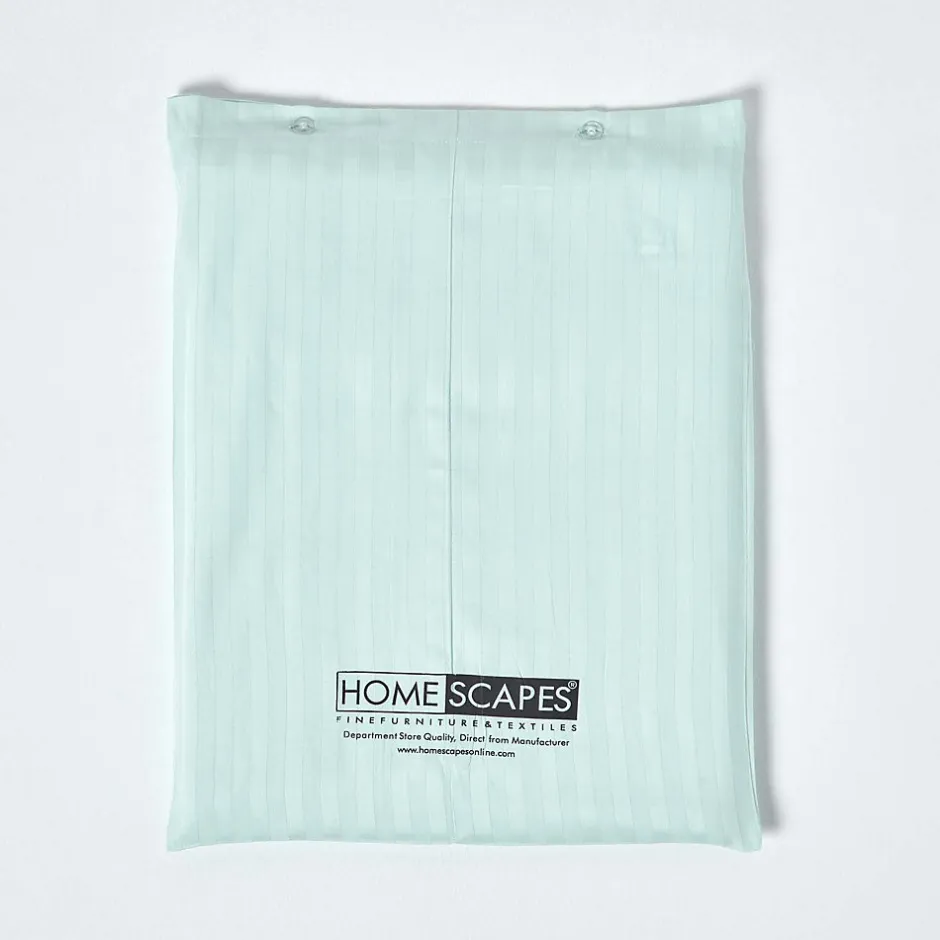 Homescapes Drap plat satin rayé en coton égyptien 330 fils bleu, 230x255 cm -