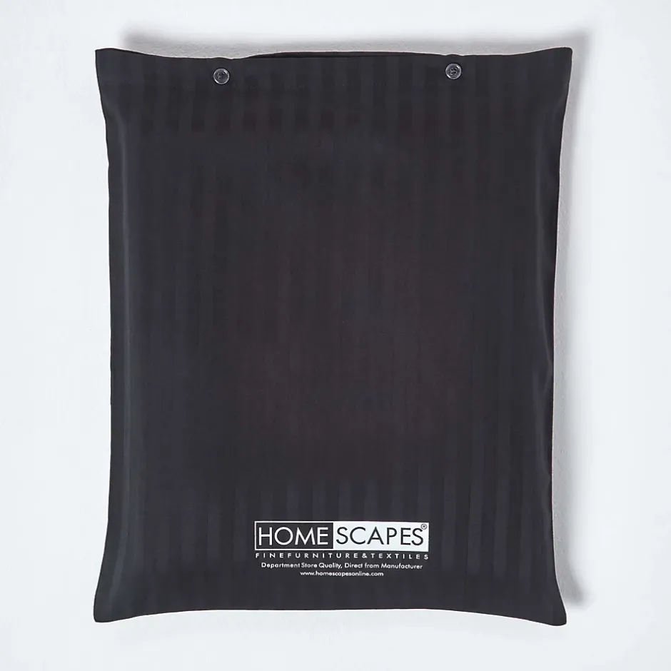Homescapes Drap plat satin rayé en coton égyptien 330 fils noir, 178x255 cm - Discount