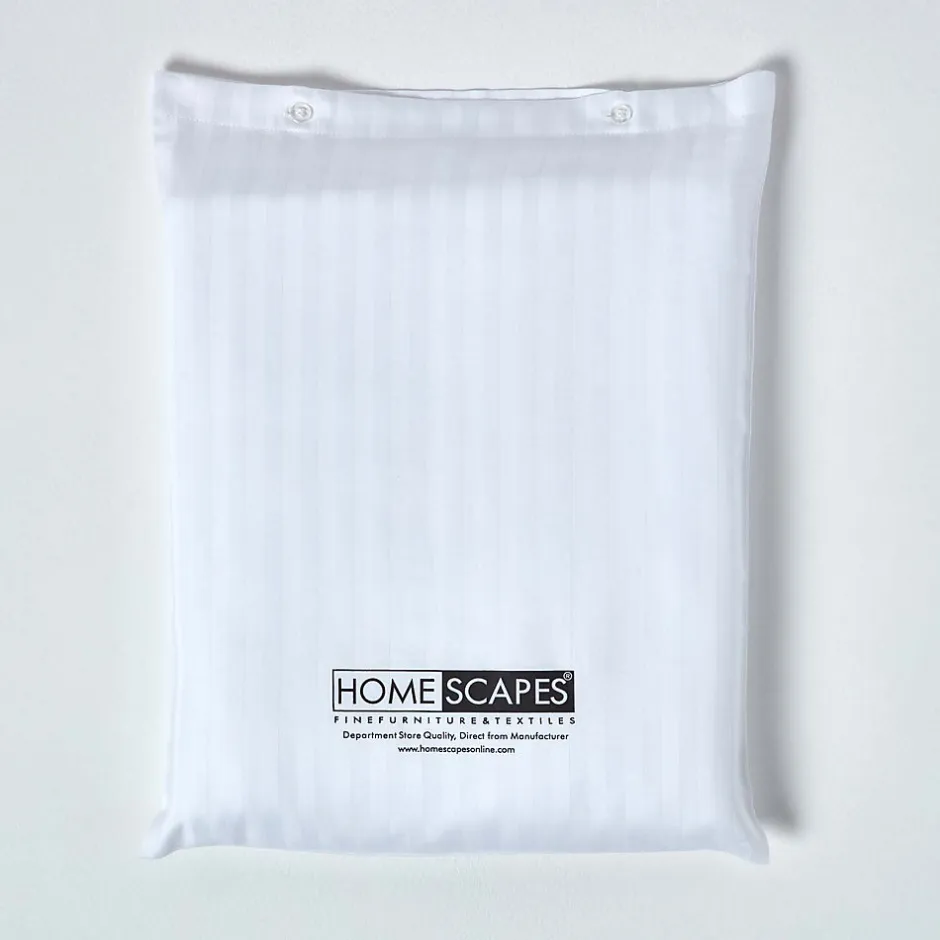 Homescapes Drap plat satin rayé en coton égyptien 330 fils blanc, 270x300 cm -