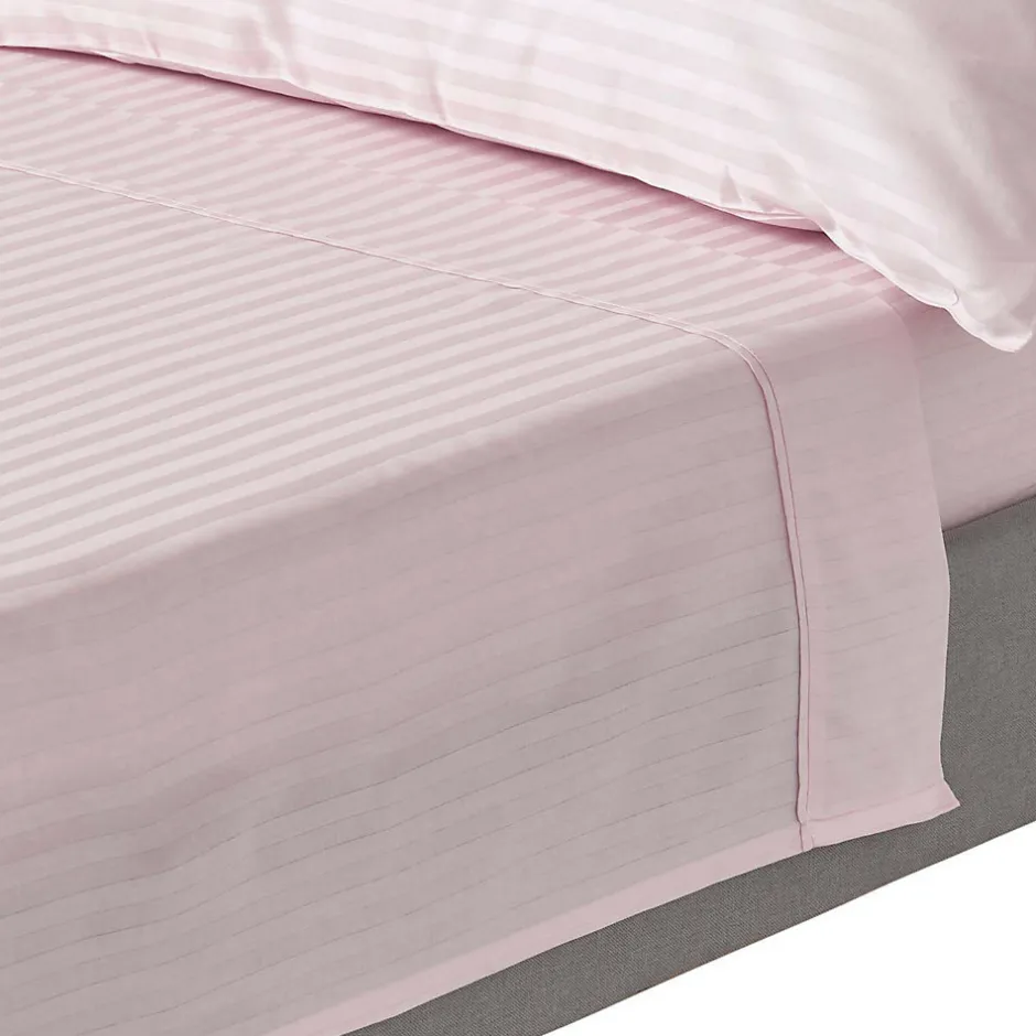 Homescapes Drap plat satin rayé en coton égyptien 330 fils violet, 178x255 cm -