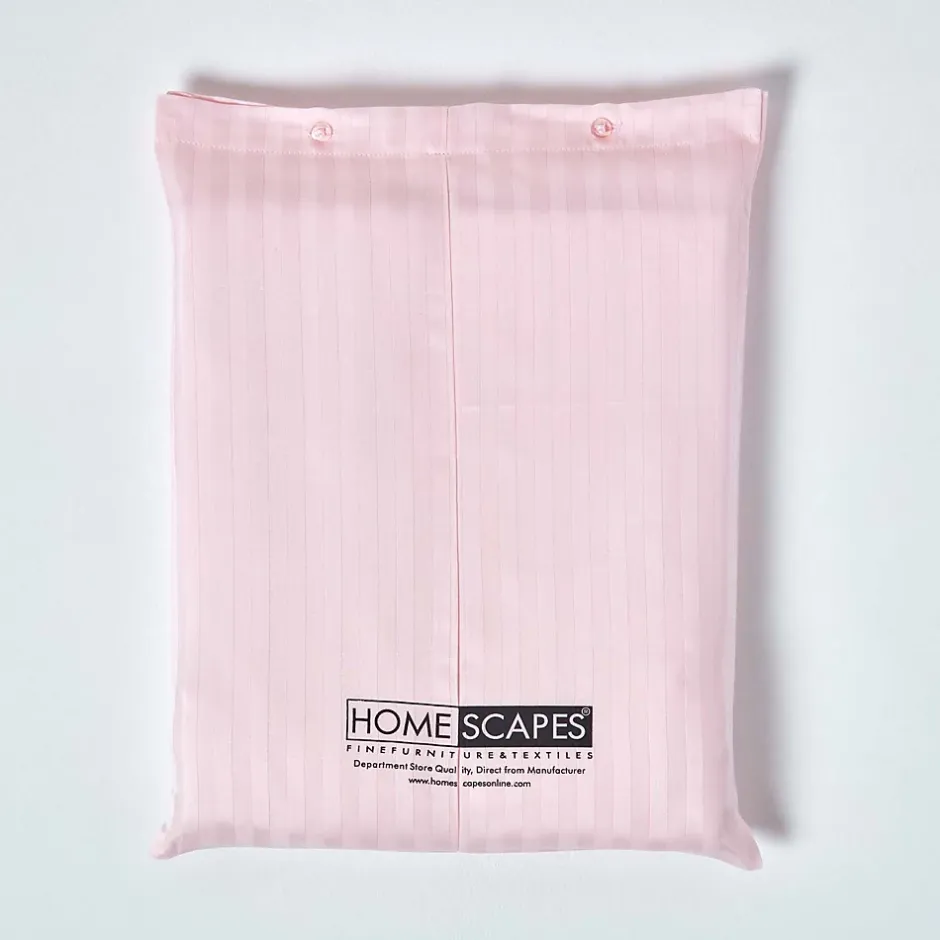 Homescapes Drap plat satin rayé en coton égyptien 330 fils rose, 240x275 cm - Clearance