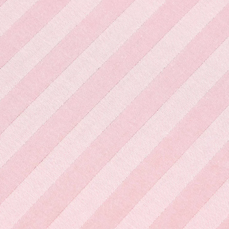 Homescapes Drap plat satin rayé en coton égyptien 330 fils rose, 240x275 cm - Clearance