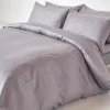 Homescapes Drap plat satin rayé en coton égyptien 330 fils gris, 240x300 cm - Clearance