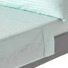 Homescapes Drap plat satin rayé en coton égyptien 330 fils bleu, 240x300 cm -