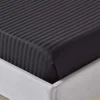Homescapes Drap plat satin rayé en coton égyptien 330 fils noir, 270x300 cm -