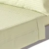 Homescapes Drap plat satin rayé en coton égyptien 330 fils vert sauge, 240x275 cm -