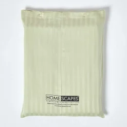 Homescapes Drap plat satin rayé en coton égyptien 330 fils vert sauge, 240x275 cm -