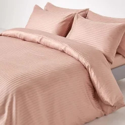 Homescapes Drap plat satin rayé en coton égyptien 330 fils taupe, 180x290 cm - Online