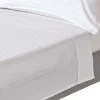 Homescapes Drap plat satin rayé en coton égyptien 330 fils blanc, 240x275 cm -