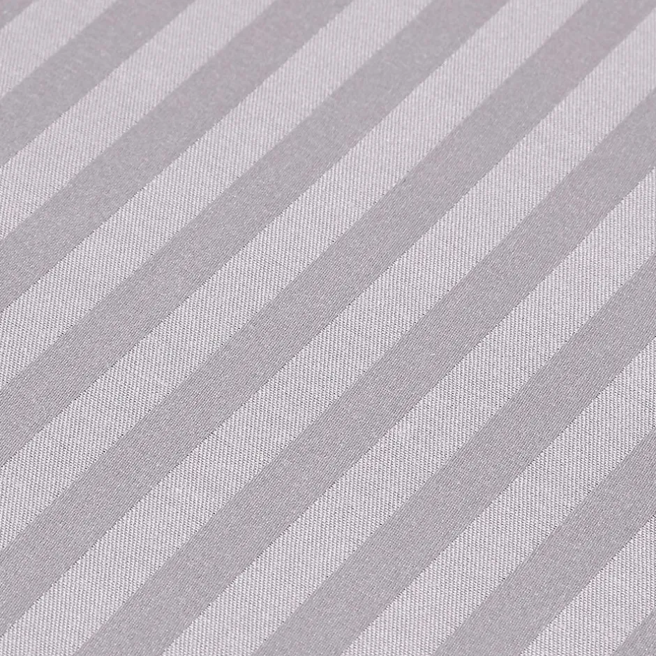 Homescapes Drap plat satin rayé en coton égyptien 330 fils gris, 275x275 cm -