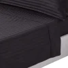 Homescapes Drap plat satin rayé en coton égyptien 330 fils noir, 230x255 cm -