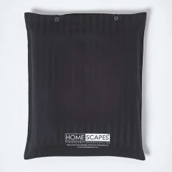 Homescapes Drap plat satin rayé en coton égyptien 330 fils noir, 230x255 cm -