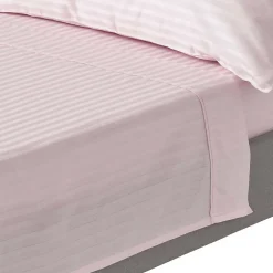 Homescapes Drap plat satin rayé en coton égyptien 330 fils violet, 180x290 cm - Clearance