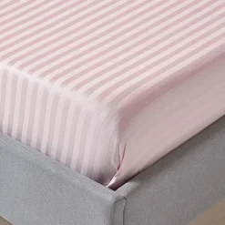 Homescapes Drap plat satin rayé en coton égyptien 330 fils violet, 275x275 cm -