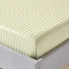 Homescapes Drap plat satin rayé en coton égyptien 330 fils vert sauge, 230x255 cm - Sale