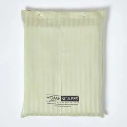 Homescapes Drap plat satin rayé en coton égyptien 330 fils vert sauge, 230x255 cm - Sale