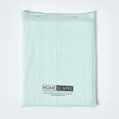 Homescapes Drap plat satin rayé en coton égyptien 330 fils bleu, 275x275 cm - New
