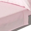 Homescapes Drap plat satin rayé en coton égyptien 330 fils rose, 180x290 cm -