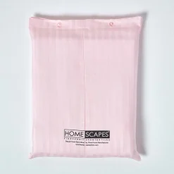 Homescapes Drap plat satin rayé en coton égyptien 330 fils rose, 180x290 cm -