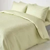 Homescapes Drap plat satin rayé en coton égyptien 330 fils vert sauge, 240x300 cm - Hot
