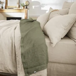 L'Effet Papillon Drap plat "Soline" toutes dimensions Lin lavé - Soline Thym - 270 x 300 cm pour lit King size