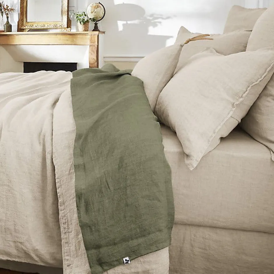 L'Effet Papillon Drap plat "Soline" toutes dimensions Lin lavé - Soline Thym - 270 x 300 cm pour lit King size