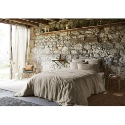 L'Effet Papillon Drap plat "Soline" toutes dimensions Lin lavé - Soline Sable - 270 x 300 cm pour lit King size