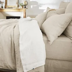 L'Effet Papillon Drap plat "Soline" toutes dimensions Lin lavé - Soline Craie - 270 x 300 cm pour lit King size
