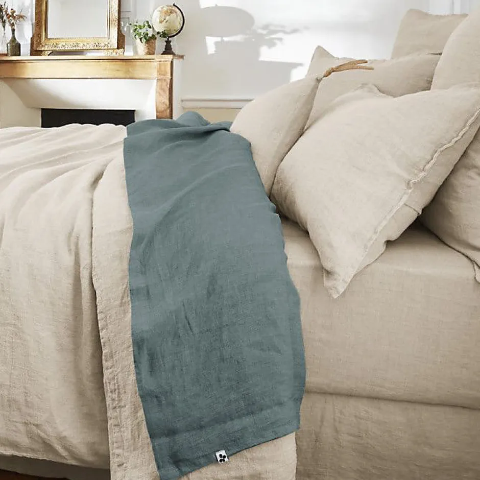L'Effet Papillon Drap plat "Soline" toutes dimensions Lin lavé - Soline Ardoise - 270 x 300 cm pour lit King size