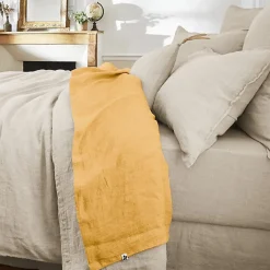 L'Effet Papillon Drap plat "Soline" toutes dimensions Lin lavé - Soline Miel - 240 x 300 cm pour lit 2 places