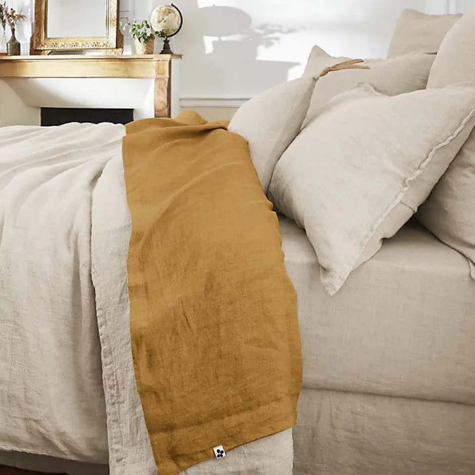 L'Effet Papillon Drap plat "Soline" toutes dimensions Lin lavé - Soline Caramel - 270 x 300 cm pour lit King size