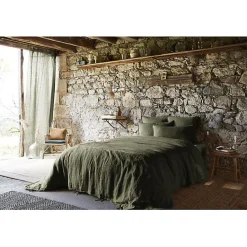L'Effet Papillon Drap plat "Soline" toutes dimensions Lin lavé - Soline Thym - 240 x 300 cm pour lit 2 places Online