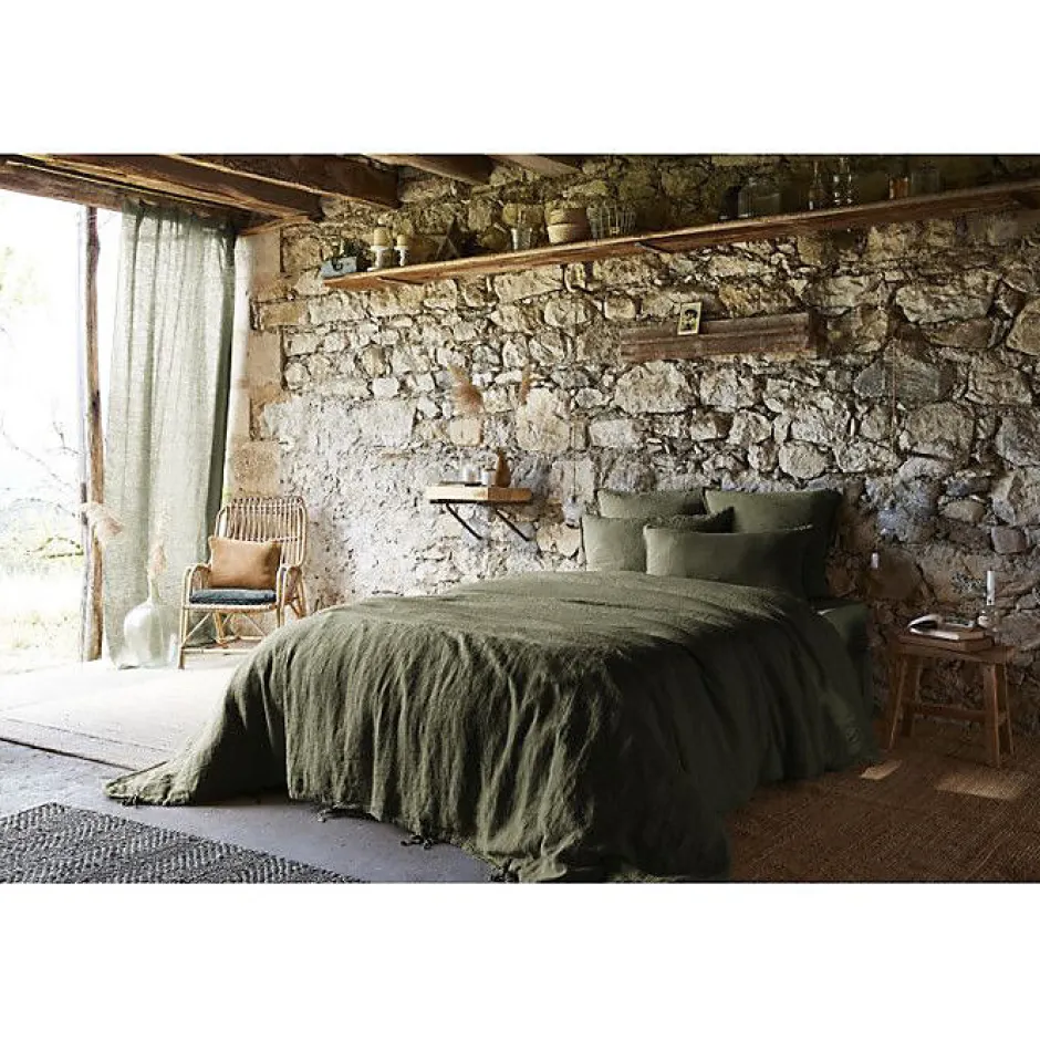 L'Effet Papillon Drap plat "Soline" toutes dimensions Lin lavé - Soline Thym - 240 x 300 cm pour lit 2 places Online