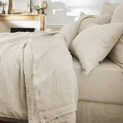 L'Effet Papillon Drap plat "Soline" toutes dimensions Lin lavé - Soline Sable - 240 x 300 cm pour lit 2 places Online