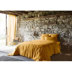 L'Effet Papillon Drap plat "Soline" toutes dimensions Lin lavé - Soline Miel - 270 x 300 cm pour lit King size