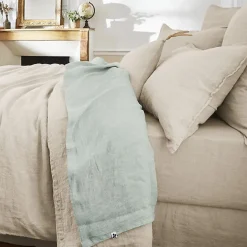 L'Effet Papillon Drap plat "Soline" toutes dimensions Lin lavé - Soline Eucalyptus - 270 x 300 cm pour lit King size