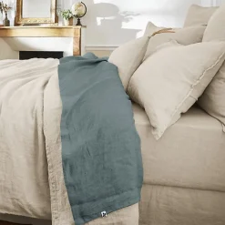 L'Effet Papillon Drap plat "Soline" toutes dimensions Lin lavé - Soline Ardoise - 240 x 300 cm pour lit 2 places Sale