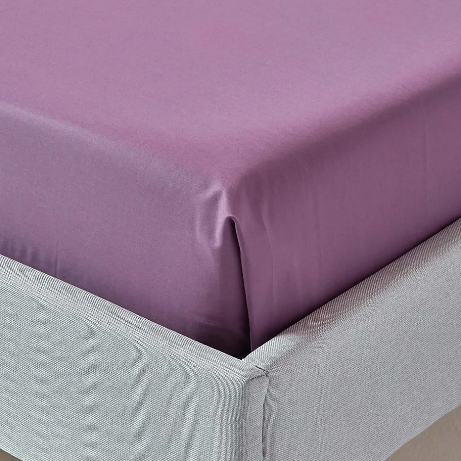 Homescapes Drap plat uni 100 % coton égyptien 200 fils violet, 240x275 cm - Hot