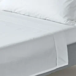 Homescapes Drap plat uni 100 % coton égyptien 200 fils blanc, 230x255 cm -