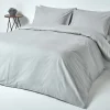 Homescapes Drap plat uni 100 % coton égyptien 200 fils gris argent, 178x255 cm - Discount