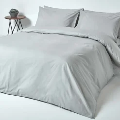 Homescapes Drap plat uni 100 % coton égyptien 200 fils gris argent, 178x255 cm - Discount